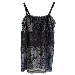 Torrid Y2K Lace Knit Ribbon Babydoll Tank Top‎ Black Size 1X Whimsigoth Fairy
